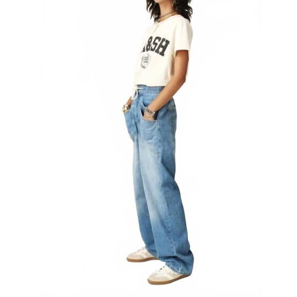 NEW BA&SH mima elastic waist jeans in blue